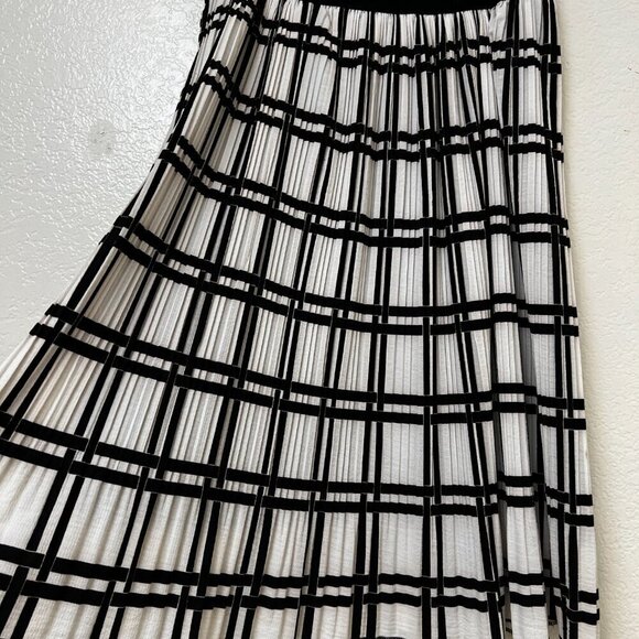 Andi & James fully lined elastic‎ waist Pleated Skirt black & white Size Large - Picture 3 of 7
